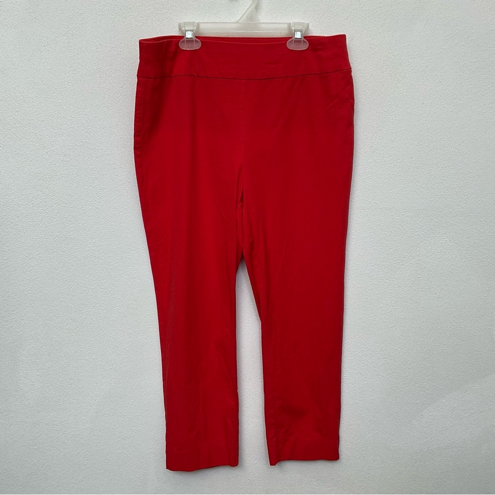 So Slimming Chico's Orange Pull On Cropped Pants Size 1 US Med/8 Spring